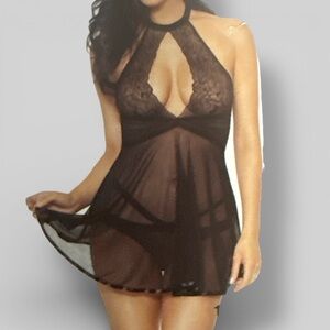 NWT Seven 'til Midnight Lace Babydoll Chemise & Undies Size Medium